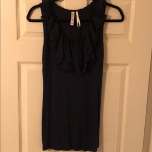 Wide navy blue tank with ruffles